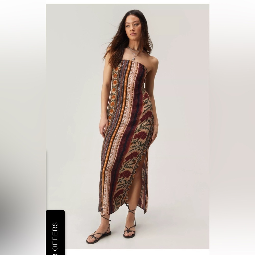 Nasty Gal Bandeau Maxi Boho Sundress in a Floral/Stripe - NWT - US 2